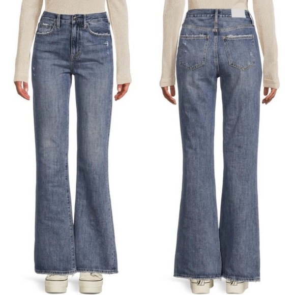 Pistola Jeans Stevie High Rise Wide Leg Flare Relaxed Blue Denim Size 25 - Picture 14 of 15